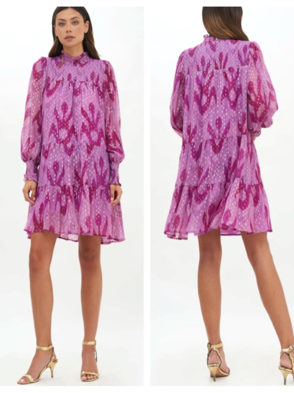 OLIPHANT SMOCKED NECK MINI DRESS - CHITKA LILAC